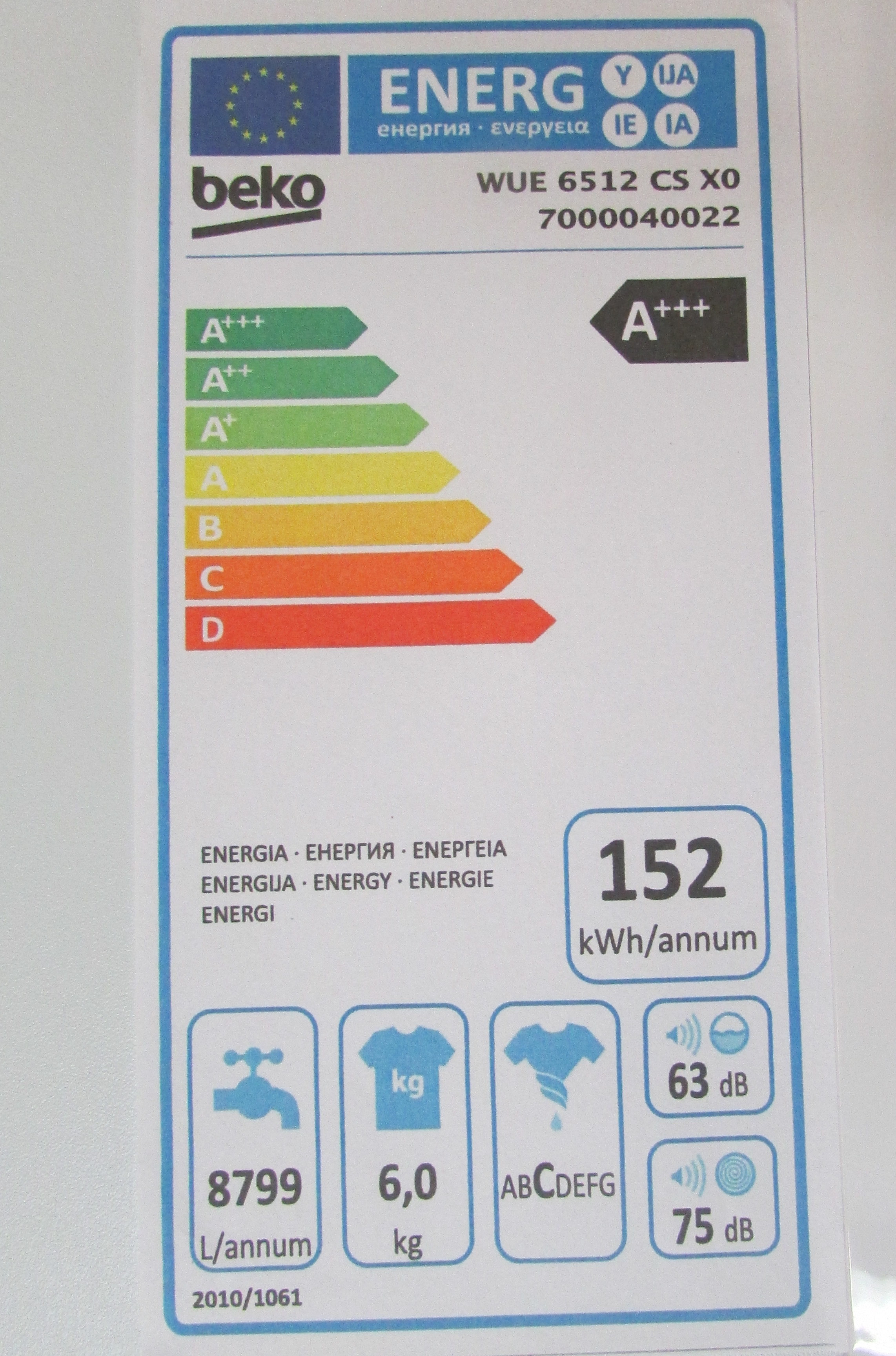 PRAČKA BEKO A+++ WUE6512CSX0 6 kg, 1000 ot/min