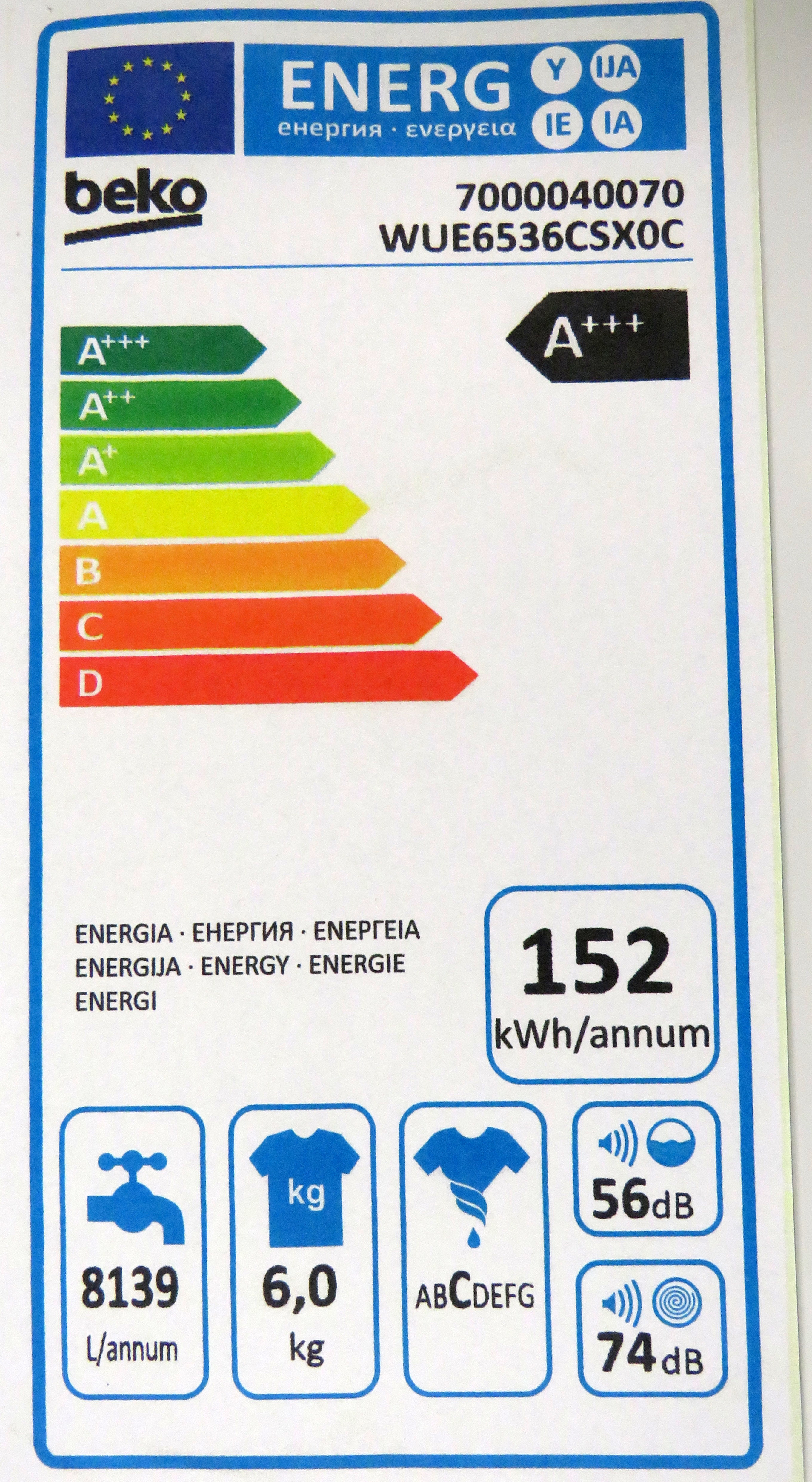 Pračka Beko  A+++6kg WUE6536CSX0C 1000 ot./min