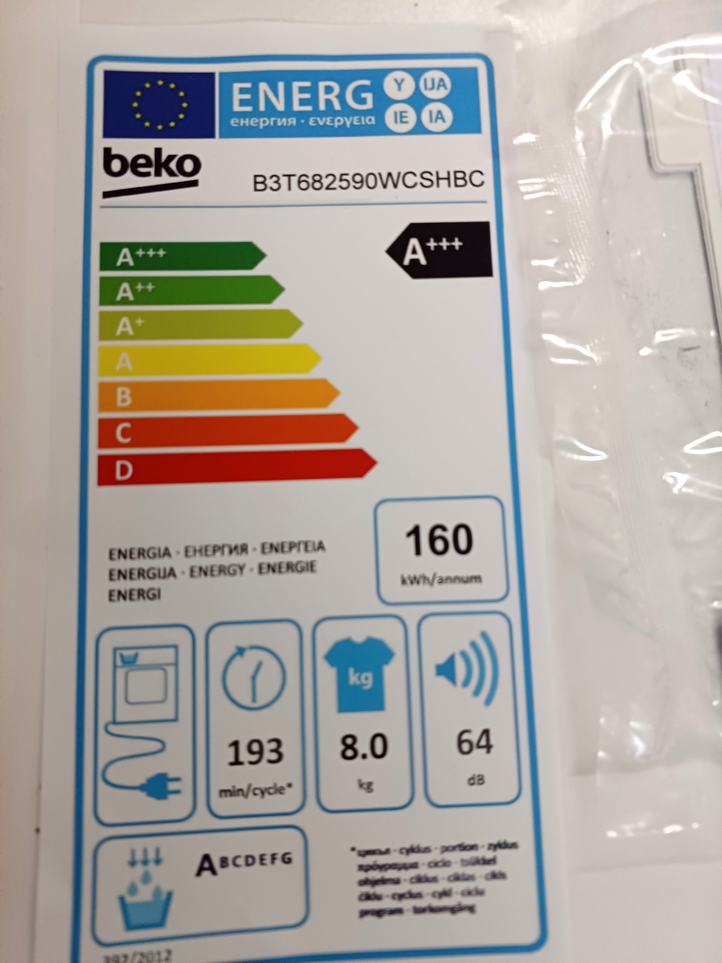Sušička Beko A+++8 kg  B3T682590WSCHBC