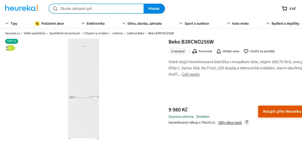 Lednice BEKO NoFrost 180 cm, ZÁRUKA