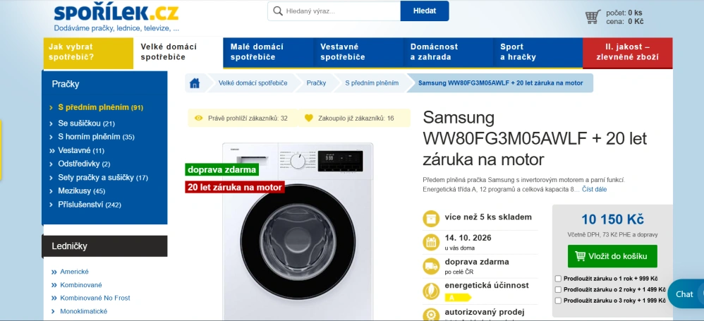 Pračka SAMSUNG 8 kg 1200 ot. slim, ZÁRUKA