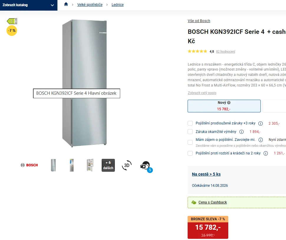 Lednice BOSCH 203 cm, ZÁRUKA NoFrost