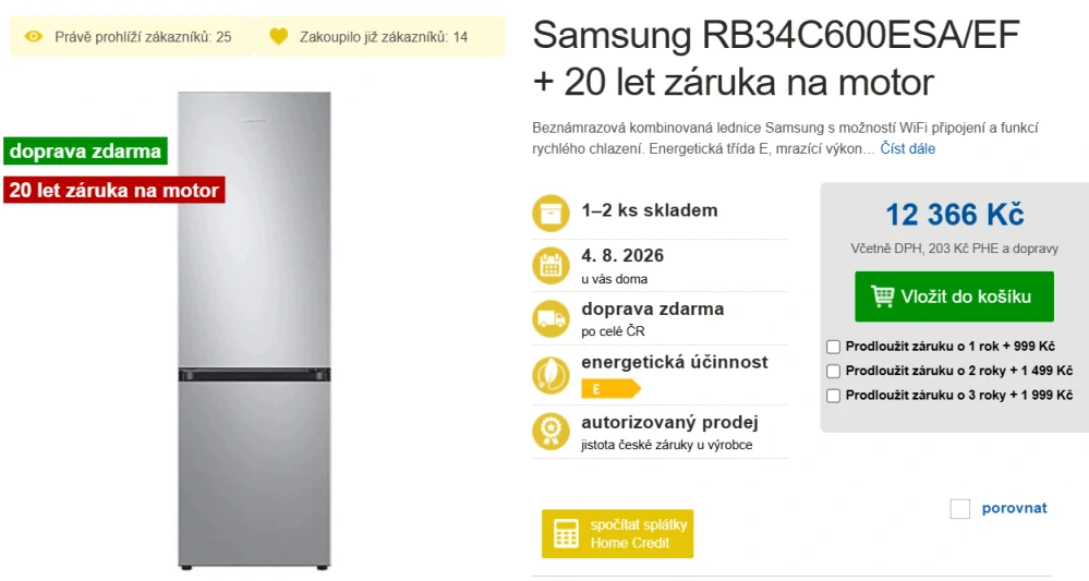 Lednice SAMSUNG 185 cm, NoFrost ZÁRUKA