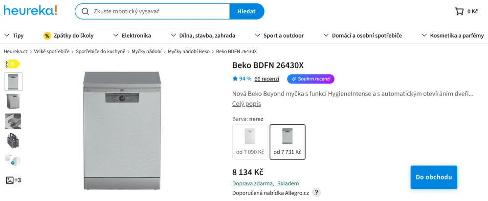 Myčka BEKO 60 cm, ZÁRUKA