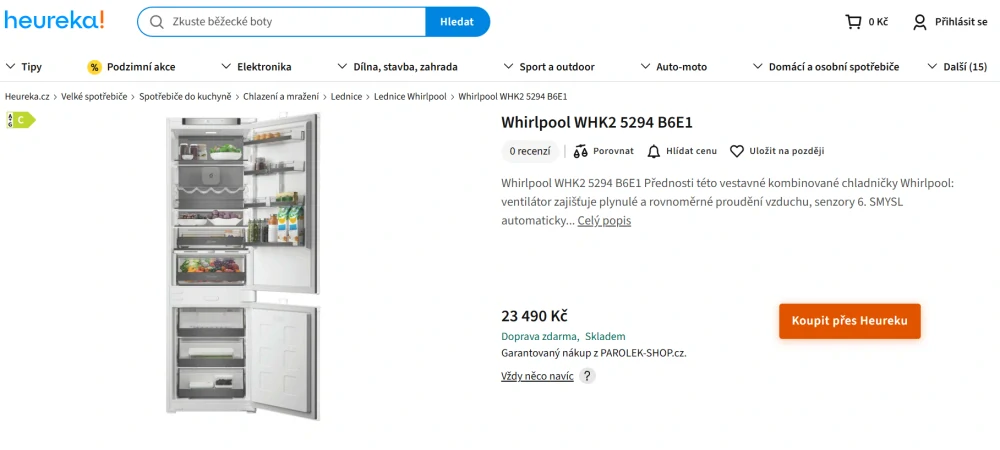 Vestavná lednice WHIRLPOOL 177 cm, NoFrost ZÁRUKA WHK2 5294 B6E