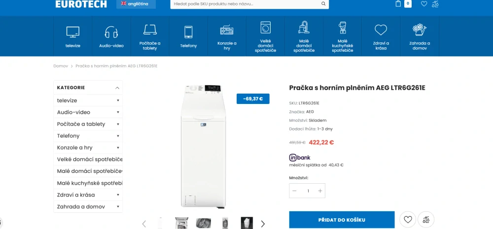 Pračka AEG 6 kg 1200 ot. ZÁRUKA