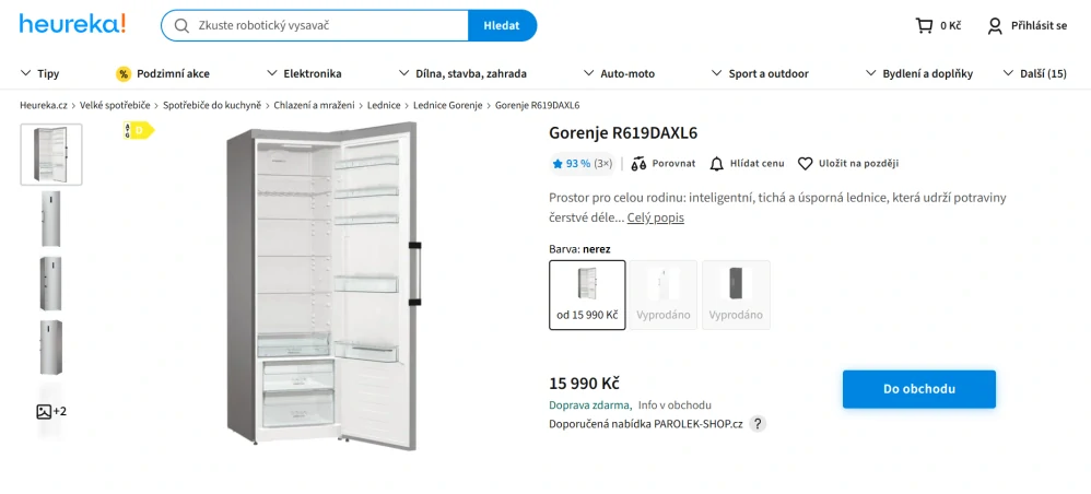 Chladnička Gorenje 185 cm, ZÁRUKA R619DAXL6